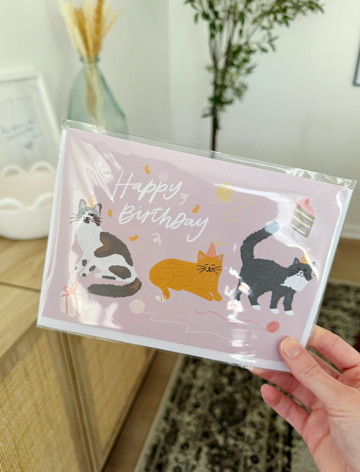 Cats with Party Hats Birthday Card