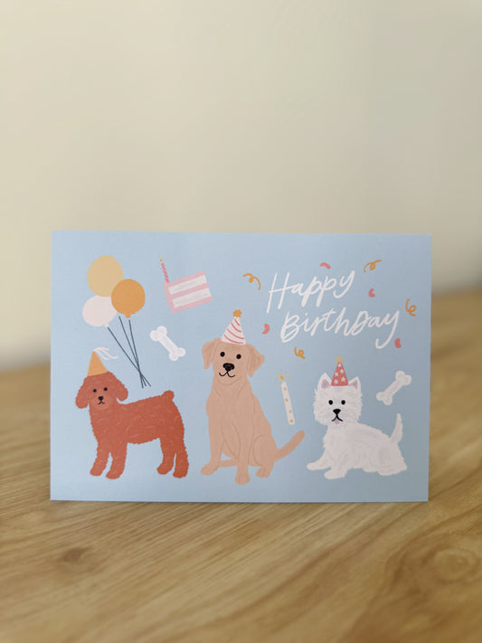 Dogs with Party Hats Birthday Card