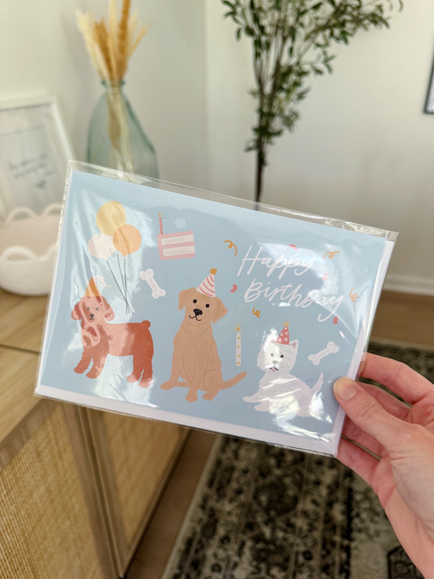 Dogs with Party Hats Birthday Card